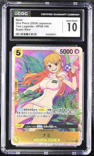 One Piece TCG: Nami Super Rare Two legends OP-08-106 CGC GEM 10