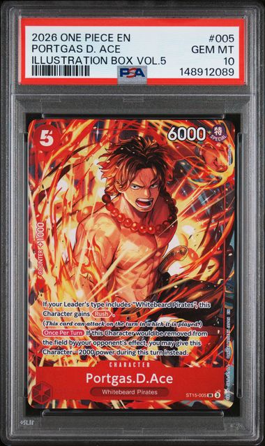 One Piece TCG: PROMOS #005 PORTGAS D. ACE ILLUSTRATION BOX VOL.5 PSA 10