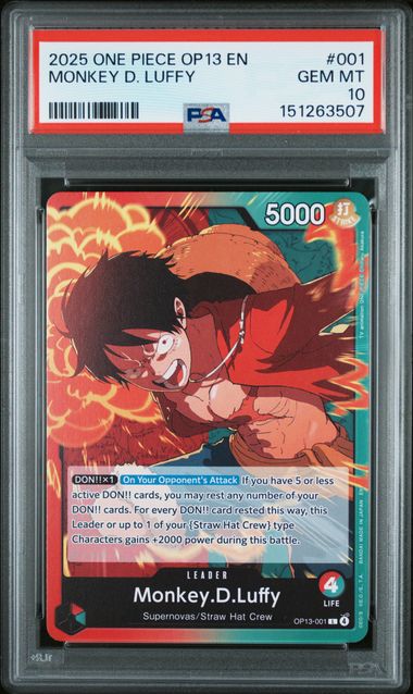 One Piece TCG: OP13-CARRYING ON HIS WILL #001 MONKEY D. LUFFY PSA 10
